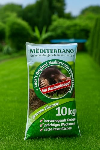Mediterrano Maulwurfstopp – Effektiver Maulwurfschreck ohne Chemie – Umweltfreundlich, Witterungsbeständig & Sofort Einsatzbereit – Vertreibt Maulwürfe zuverlässig aus Garten & Rasen 20 Kg