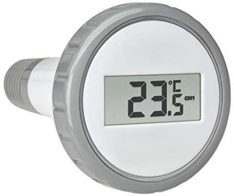 TFA Dostmann Trasmettitore piscina con display 30.3240.10 per termometro radio piscina Palma, antracite, con indicatore di temperatura, grigio, 81 x 81 x 151 mm