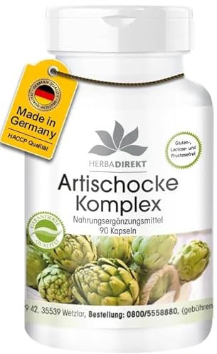 Artischocke Kapseln - mit Brennnessel und Wacholder - 90 Kapseln - vegan | HERBADIREKT by Warnke Vitalstoffe - Deutsche Apothekenqualität