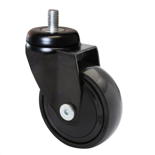 WAGNER ultrawendige 360° - 3C - Design-Lenkrolle/Transportrolle - schwarz, Softlauffläche, mit Gewindestift 10 x 16 mm, Durchmesser Ø 75 mm, Bauhöhe 100 mm, Tragkraft 75 kg - 01227766