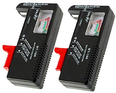 Lot de 2 testeurs de piles universels pour piles bouton AA/AAA/C/D/9 V/1,5 V