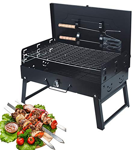 Portable Folding Charcoal Barbecue Grill for Outdoor Garden Camping BBQ with Carry Handle & Tools Charcoal BBQ with Utensil Tools,Standard