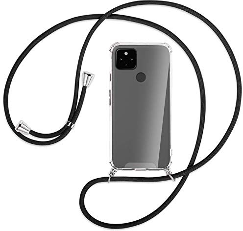 mtb more energy® Handykette kompatibel mit Google Pixel 4a 5G (6.2'') - schwarz - Smartphone Hülle zum Umhängen - Anti Shock Full TPU Case