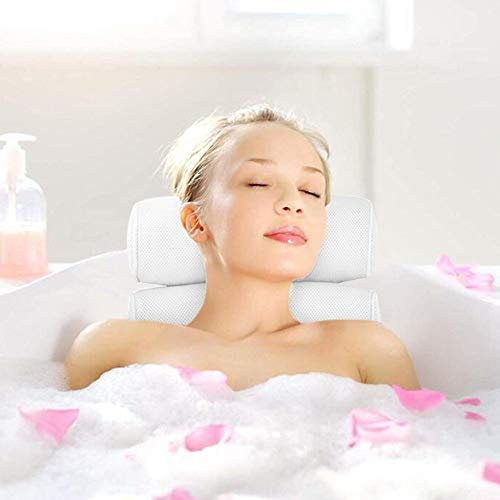 HAIBI Badewannenkissen, Weiße rutschfeste Bad Kissen Gepolsterte Badewanne Badewanne Kissen Badewanne Kopf Kissen Kissen Kissen Mit Saugnäpfen Hals Zurück Badezimmer Versorgung