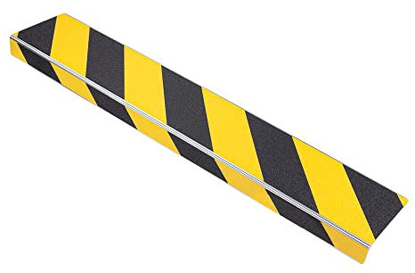 AnTina TAPES® Treppen-Kanten-Profil Thin Line 100 mm, Kanten-Schutz-Profil mit Antirutsch-Beschichtung R13 für Treppen & Stufen (10x100cm, gelb/schwarz)