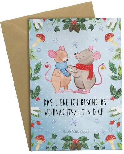 Mr. & Mrs. Panda Grußkarte Mäuse Weihnachten - Geschenk, Oma, Ostern, Opa, Hochzeit, Freundin