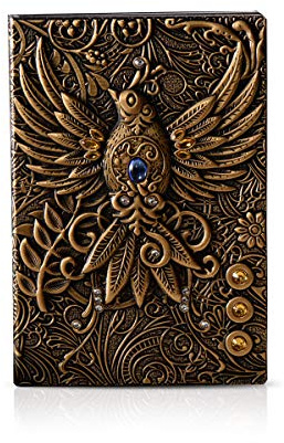 PORRASSO Anteckningsbok i vintageläder A5 vattentäta dagböcker resedagbok präglad diary journal present för män kvinnor barn pojkar 100 ark 21,5 x 14,5 cm grön brons