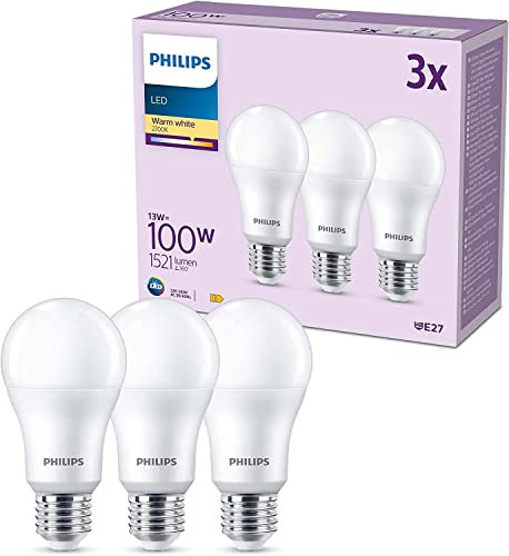 Philips Classic LED E27 Lampe, 100W, matt, warmweiß, nicht dimmbar, 3er Pack