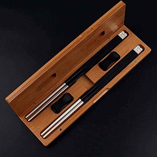 Palillos chinos para comer reutilizables Palillos reutilizables, 2 pares de palillos de madera de ébano natural en bendiciones del mango cuadrado de China Set chino o japonés Safe Chop Sticks Regal