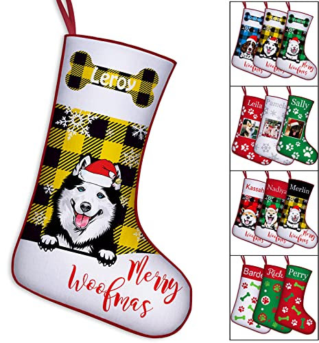 YanNanKe Personalisierte Hunde Weihnachtsstrümpfe Personalisierter Haustier Strumpf mit Namen für Weihnachten,Weihnachtsbaum Kamin Ausgangsdekoration