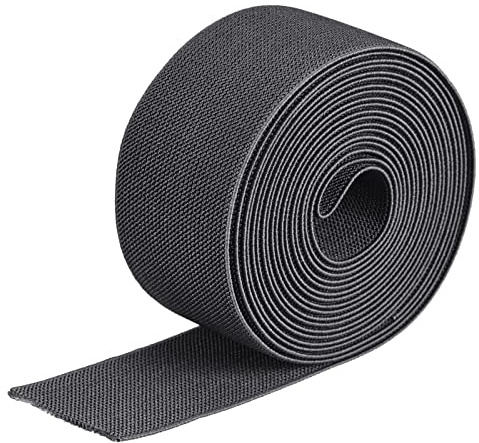 sourcing map Banda elástica ancha de sarga de doble cara de 50 mm (2 pulgadas), banda elástica tejida plana de 4 yardas, carrete elástico de punto, correa elástica pesada, color gris oscuro para