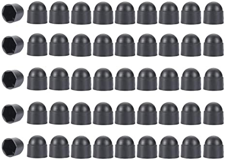 Hex Nut Cover, 50 Pcs Plastic Nut Caps Dome Bolt Protection Caps Cover for Bolts, Hex Hexagon Screws, No Thread, (Black, M10x17 x20.5mm)