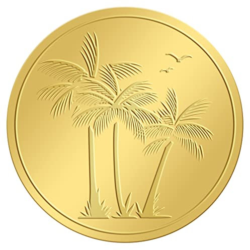 CRASPIRE Adesivi per Sigilli per Buste da 2 Pollice Palma 100 Pezzi Sigilli in Lamina Goffrata Adesivo Sigilli in Lamina d'oro Etichetta Adesiva per Inviti di Nozze Buste Confezione Regalo