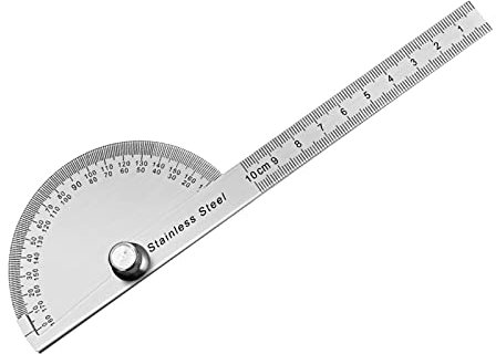 FEMONGY Winkelmesser Metall 180° Edelstahl Goniometer mit Feststellschraube-Winkelmesser mit Skala Lineal für Schule Tischler DIY Malerei Zeichnung Anzeichnen