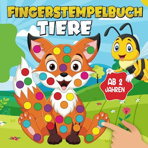 Fingerstempelbuch Tiere Ab 2 Jahren: Tierischer Fingerstempel, Basteln und Malen für kleine Jungen und Mädchen: Bastelbuch für kinder - Fingerfarben Stempelbuch Ab 2