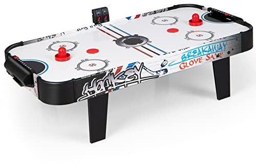 RELAX4LIFE Hockey da Tavolo ad Aria con Segnapunti LED Elettronico, 2 Dischi, 2 Impugnature e 2 Bersagli per Bambini e Adulti, 107x56x30cm