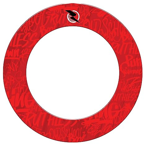Ruthless Dartboard Surround | Professionelles haltbares einteiliges Dartboard und Darts Surround, Graffiti, Rot (SU296)