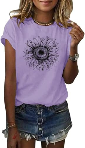 Cicy Bell Maglietta da Donna con Girasole Estiva a Maniche Corte Magliette Larghe T-Shirt da Donna