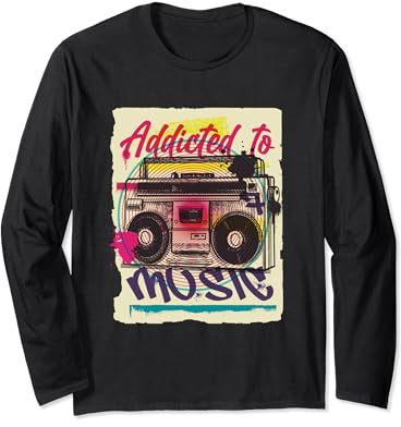 Vintage 80s 90s Radio Kassettenspieler Kassette Langarmshirt