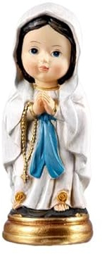 DRW Figura Virgen de Lourdes Infantil de Resina Pintada a Mano 4x4x8 cm