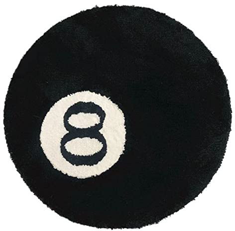 Billard-Teppich in Schwarz Mit 8 Kugeln, Weich, Waschbar, Rutschfest, Für Den Innenbereich, Beflockt, Dekorativer Teppich Für Wohnzimmerdekoration, Raumdekoration, Schlafzimmerteppich(60*60cm)