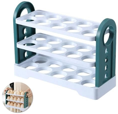 Huevera para Nevera, Organizador Frigorífico para 20 o 30 huevos, Dispensador de Huevos para Frigorífico, Organizador de Puerta de Nevera, Soporte de Huevos, Almacenamiento de Huevos. (Blanco)