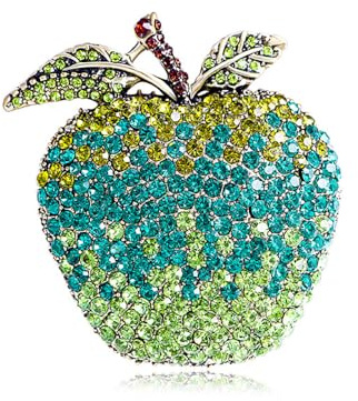 Strass-Apfel-Brosche für Damen und Mädchen, modisch, groß, Kristall, Obst, Schule, Abschluss, Statement, Anstecknadeln, niedliches Kleid, Zubehör, Festival, Ornament, Schmuck, Geschenk, Lehrer