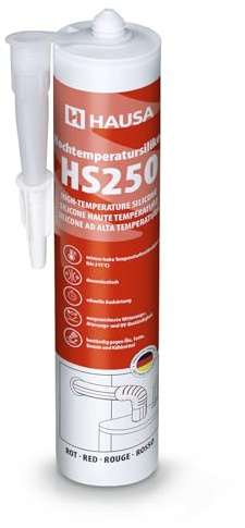 HAUSA Hochtemperatursilikon HS250 rot 1 x 300ml dauerelastische hitzebeständige Dichtmasse +315°C Dichtstoff zum Kleben Abdichten von Öfen Kochfeldern Motoren schnellhärtend ölbeständig