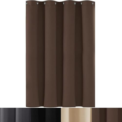 AMZYU Ösenvorhang Lärmschutzvorhang 1Er Pack, 90 x 260 cm Schöner Weicher, Sichtschutz Gardinen Modern Schlaufenschal, Raumteiler Waschbar, in Vielen Farben Und Größen, Braun