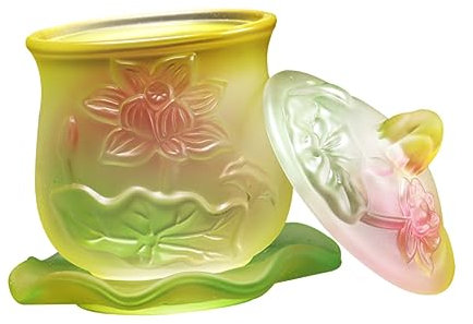 Amosfun Buddhistischer Wasserbecher Aus Glas Tempelbecher Weihwasserschrift Lotusmuster Heimdekoration Leicht Zu Reinigen