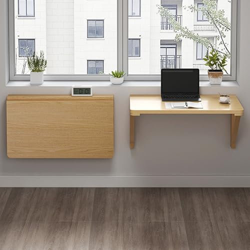 LRHELPBNR Folding Wall Desk, Folding Work Table, Heavy Duty Foldable Work Table, For Small Spaces, Bar, Computer, Laptop(80cmx60cm/32inx24in)