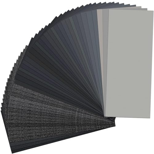 Schleifpapier Set, Körnung von 120 bis 10000, Wasserfest Nass & Trocken für automatisiertes Schleifen, Holz, epoxidharz, Lack, Stein, Metall,Autos9 x 3,6 Zoll(34 Stück)
