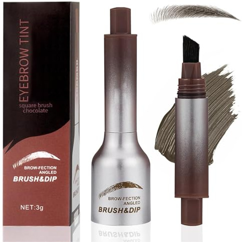 Augenbrauenstift Härchenzeichnung,Augenbrauenstift Flüssig,3D Microblading Augenbrauenstift Wasserfest,Multifunktionaler Abgewinkelter Augenbrauen Bürste,Erzeugt Natürliche Augenbrauenfarbe (Taupe)