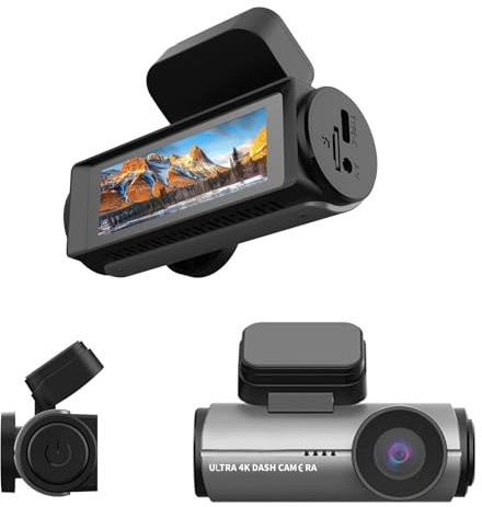Dashcam 4K/1080P Doble Lente, Cámara Coche con GPS, Wi-Fi y SD 64GB, Vigilancia 24H + G-Sensor, App VII DURE (Google Maps), Grabación en Bucle y Botón Emergencia