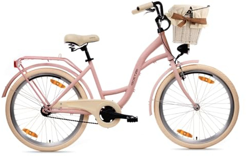 Goetze Style 24 Zoll Kinderfahrrad, 14 Zoll Tiefeinsteiger Rahmen, Rücktrittbremse & V-Bremse, LED-Beleuchtung, Korb, Gepäckträger, Schutzbleche, Komfortsattel, Seitenständer, Reflektoren