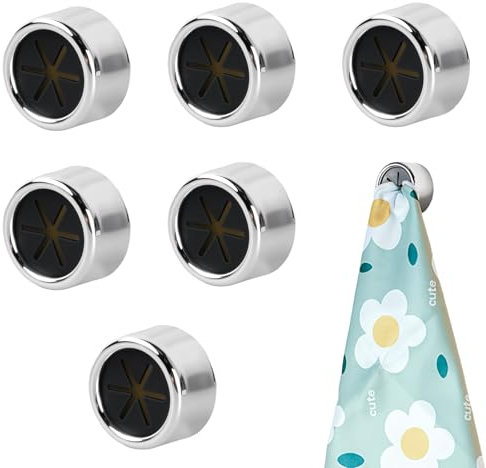 6PCS Self-Adhesive Towel Holders – Versatile Tea Towel Holders for Kitchen, Bathroom & Home, No Drilling Required – Multi-Purpose Kitchen Hooks ABS for Towels, Rags, Gloves – Easy Installation