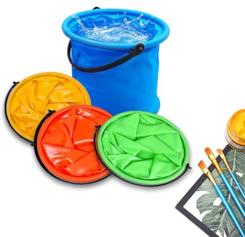 4 Stück Faltbarer Eimer, zusammenklappbarer Eimer mit Griff,2L Faltbarer Eimer, Strand Falteimer Tragbarer,Multifunktionaler Kleiner Eimer,Klein Bunt Angeleimer, für Malen, Strand, Outdoor-Aktivitäten