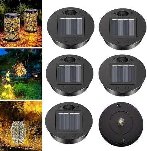 Solarlampen Für Außen, 6 Stück 7cm Solarleuchten Ersatzteile Mit Warmes Licht LED, IP55 Wasserdicht Ersatz Solarmodul Für Gartenleuchte, Einfache Installation Solarleuchte Für Garten