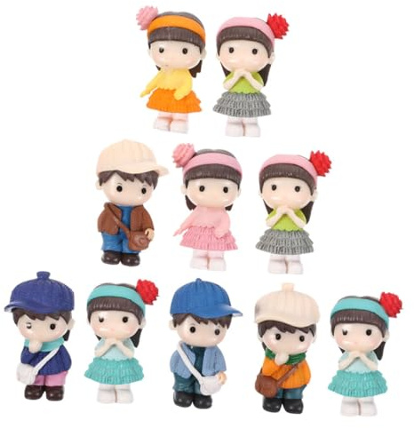 Resin Bonsai Decor Miniature Doll Statues Set of 10 for Decor | Cute Miniature Ornament, Lovely Resin Set of 10, Fairy Garden and Mini House Decoration Random Style