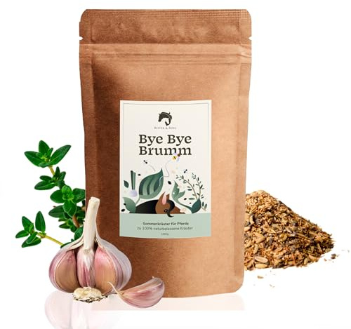 Bye Bye Brumm – Sommerkräuter für Pferde | 1000g | Ergänzungsfuttermittel mit natürlichen Inhaltsstoffen | Knoblauch, Schwarzkümmel, Fenchel & Thymian | 100 % Natur | Ohne Zusatzstoffe