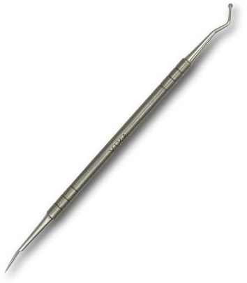 Lima per curette e sonda per unghie, professionale in acciaio inox, per rimuovere e pulire le cuticole curve, per manicure/pedicure, strumento per unghie incarnite approvato dai podologi Viva