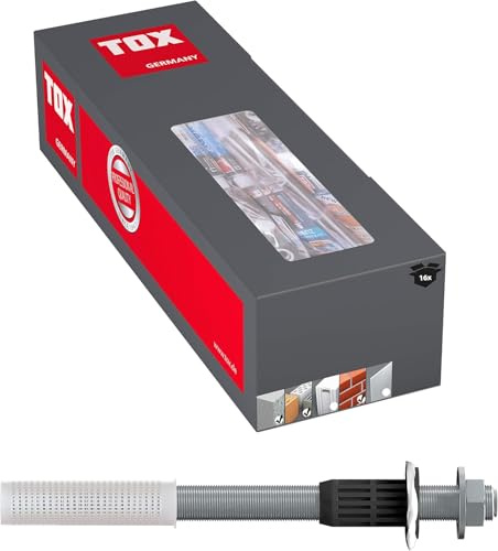 TOX Schwerlast-Montagesystem Thermo Proof M12x400 M, Abstandsmontagesystem bei WDVS, Klinker oder auf Flachdächern, einfache Befestigung von Markisen, Geländern uvm., 16 Stück im Karton, 084100122