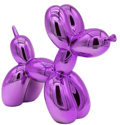 YOYUMI Statua Cane Palloncino Balloon Dog Scultura moderna di lusso per decorazione di soggiorno ingresso ufficio finestra processo di galvanizzazione viola chiaro
