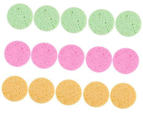 COLLBATH 15 Stück Teiliges Make up Schwamm Weiche Runde Gesichtsreinigungspads aus Hochwertigem Zellstoffschaum Sanfter Powder Puff für Komfortables Auftragen und Schonende Reinigung