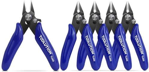 TOOLUTION 5-pack 8,9 cm avbitartång för smyckestillverkning – små infällda tänger med säkert lås – elektriska trådsax för hantverk dragkedja plastmodell