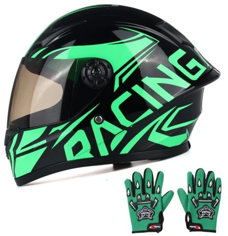 Barn integrerad motorcykelhjälm motocross crossbike ATV BMX go-kart off-road 4-hjuls pojke flicka barnhjälm med solskydd DOT/ECE-godkänd B, L = 51–52 cm