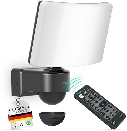 Oktaplex Cali LED Strahler mit Bewegungsmelder und Fernbedienung 2900lm | Warmweiß 3000K, Außenlicht, 26W IP65 Außenlampe anthrazit