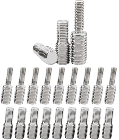 Pernos roscados de doble extremo, M6 x 20 mm a M8 x 20 mm, 10 unidades y M6 x 10 mm a M8 x 10 mm, 10 unidades, acero inoxidable 304, adaptador de rosca m6 a m8 para hardware de muebles (plata 1)