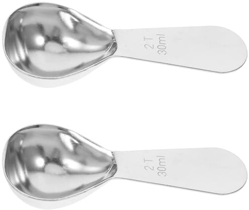 GRIRIW Cucharas Medidoras de Acero Inoxidable 2 Piezas 30 Ml Mango Corto para Café Molido, Té, Leche en Polvo y Repostería, Utensilios de Cocina para Medición Precisa y Uso