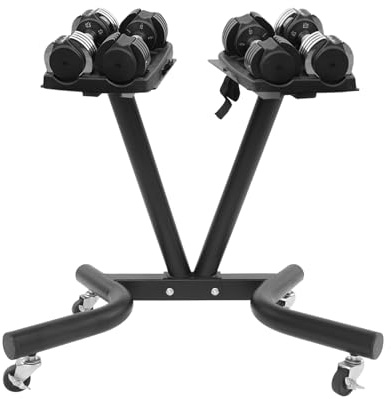 Hantelständer Kompakt Hantelablage, Verstellbarer Metall-Hantelständer, Kurzhantel Rack, Multifunktionale Hantelablage mit Universalräder, Hantelgewichtshalter bis 50 KG, 67 * 46 * 54cm